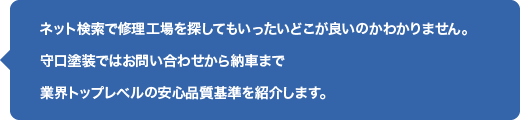 守口塗装では納車まで業界トップレベルの安心品質基準を紹介します。